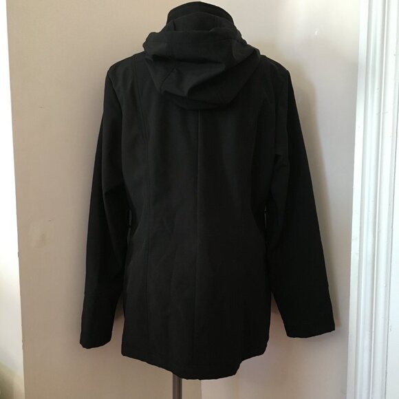 [Novelti] Black Fleece Lined High Collar Hooded Raincoat | L | Good - Picture 2 of 15